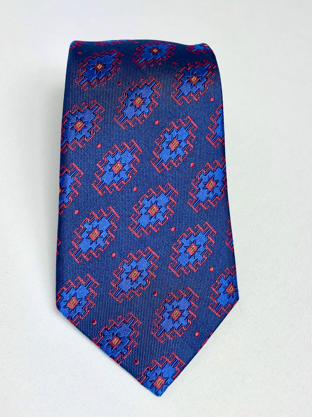 Armenian Rug Silk Necktie Navy