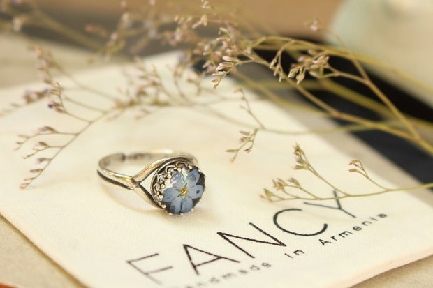 Fancy Forget-Me-Not Pressed Flower Ring