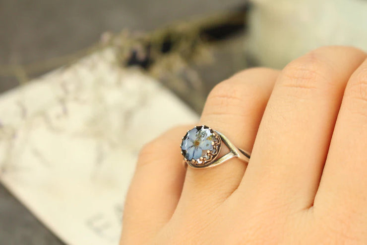 Fancy Forget-Me-Not Pressed Flower Ring