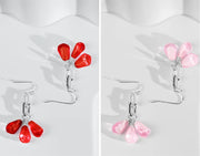 Pomegranate Seeds Earrings in Silver and Red