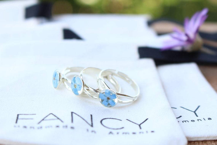 Fancy Pressed Flower Ring - Forget-Me-Not
