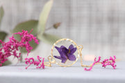 Violet Pressed Flower Gold Plated Necklace