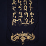 Armenian Alphabet Scarf - Black Silk