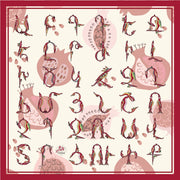 Masoor Armenian Letters and Pomegranates Scarf - White/Red