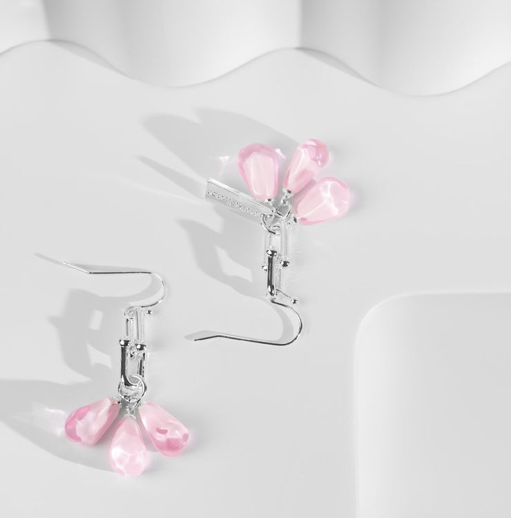 Pomegranate Seeds Earrings in Silver and Pink
