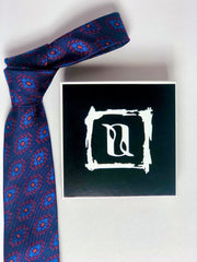 Armenian Rug Silk Necktie Navy