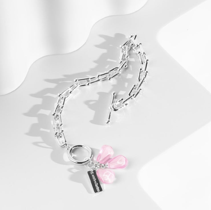 Pomegranate Seeds Bracelet in Silver and Pink